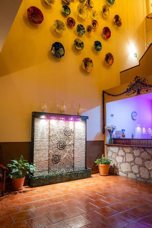 Decorative interior and reception at Hotel Estefania